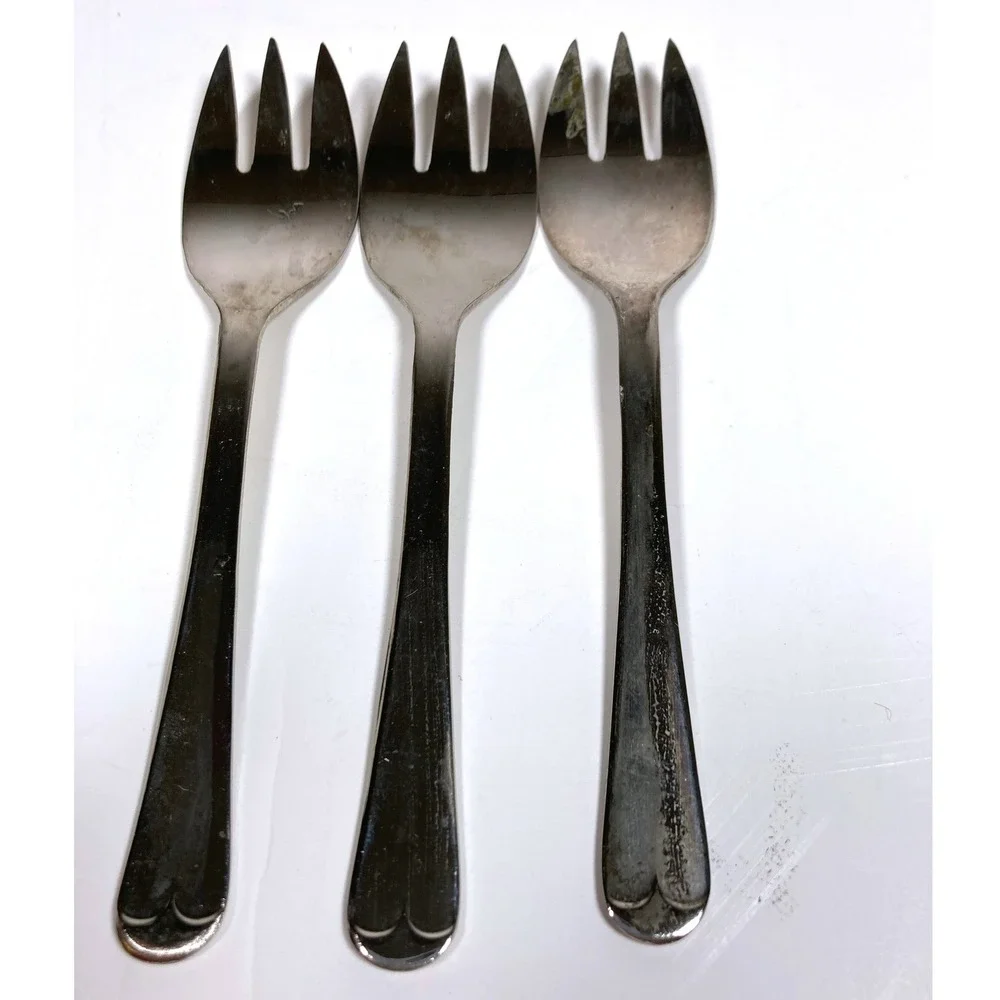 Vintage Sheffield England Silver Plated Pastry Cake Forks Set of 3 Pat‎ 1027708